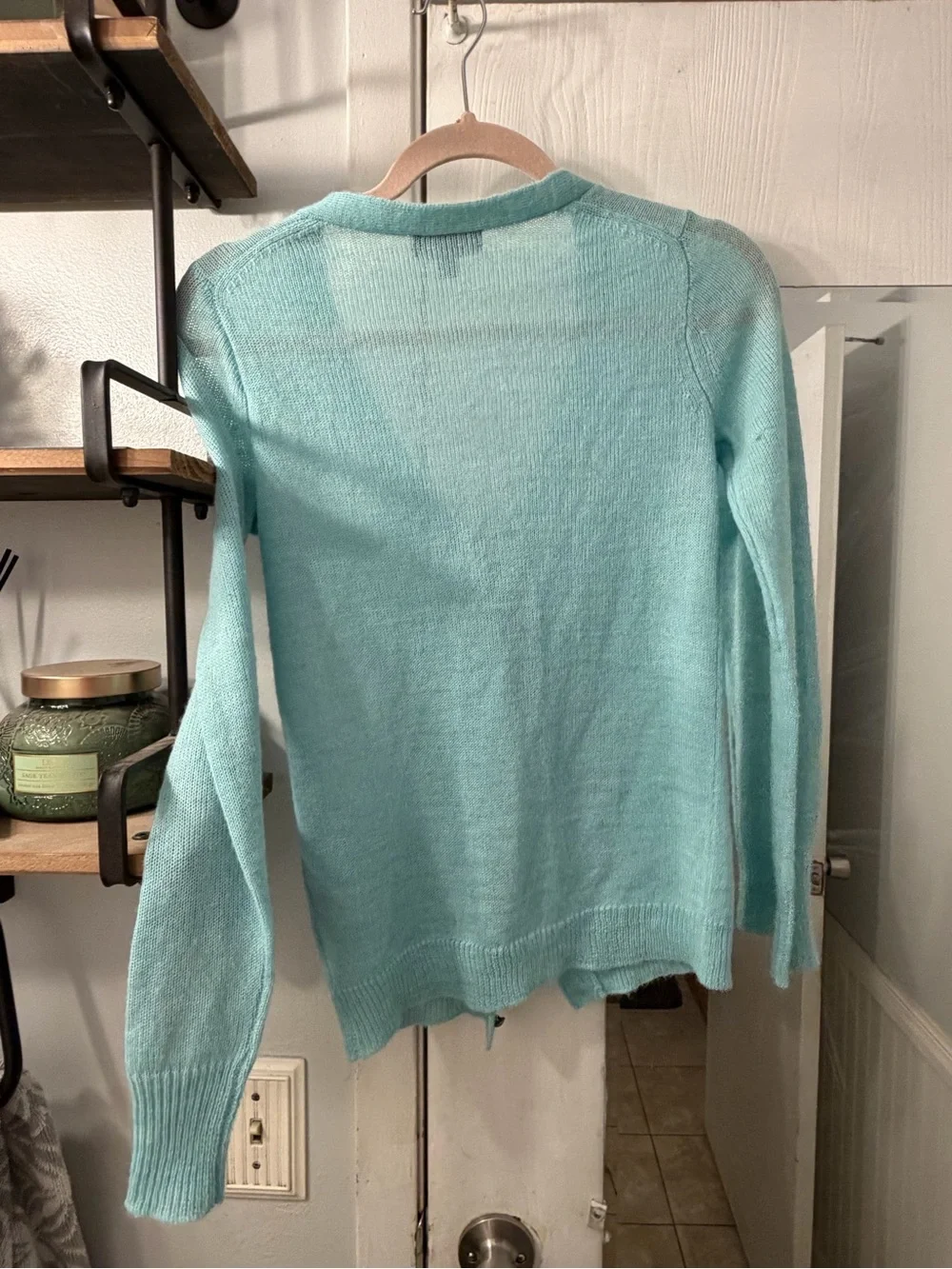 J. Crew Alpaca Mint Green V-Neck Button Front Cardigan